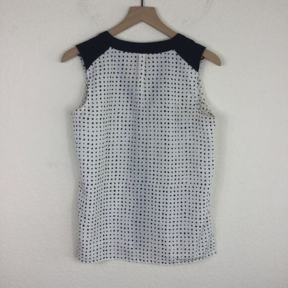 Vince Camuto White Black Polka Dot Sleeveless Blouse S - Picture 4 of 5